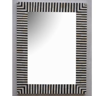 Handmade Bone Inlay Mirror Frame – Floral Motif