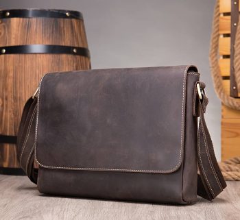 Craftshades –Thick Leather Men's Retro Travel Shoulder Bag Designer Satchel 13 Inch Laptop Bag Shoulder Bag for Men