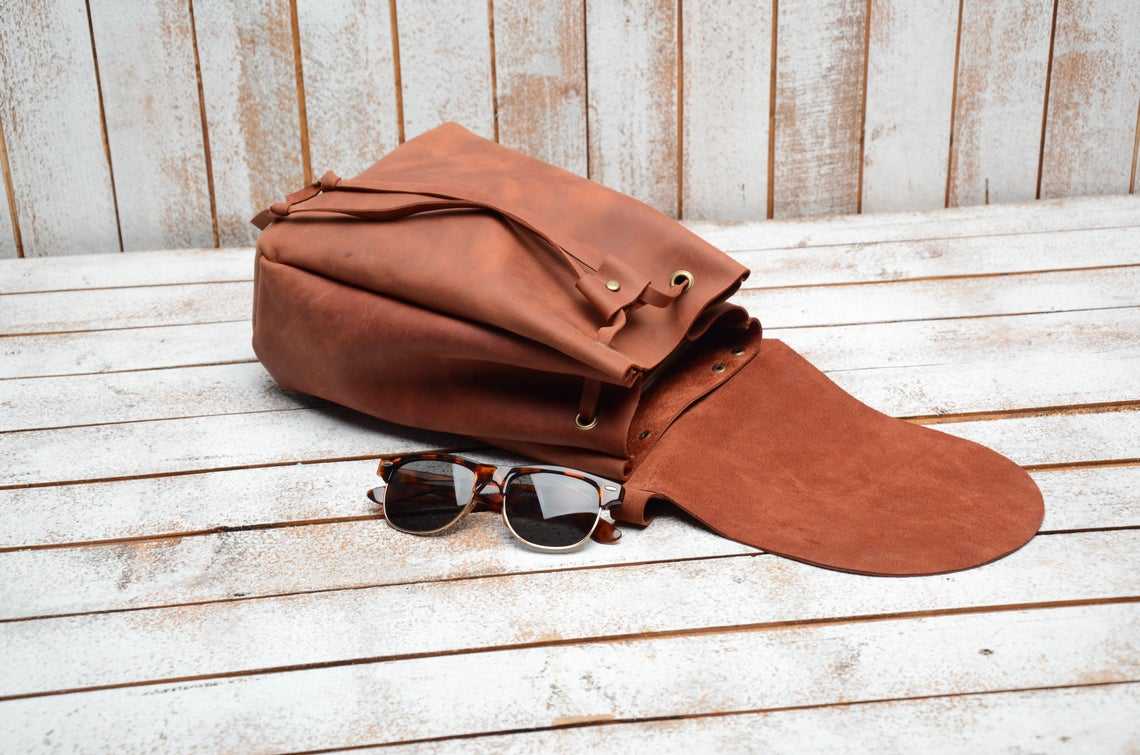 Craftshades - Buy Genuine Leather Handmade Premium Leather Custom Girls Fashion Women Bag Outdoor Used Backpack Brown Leather College Backpack - Image 5