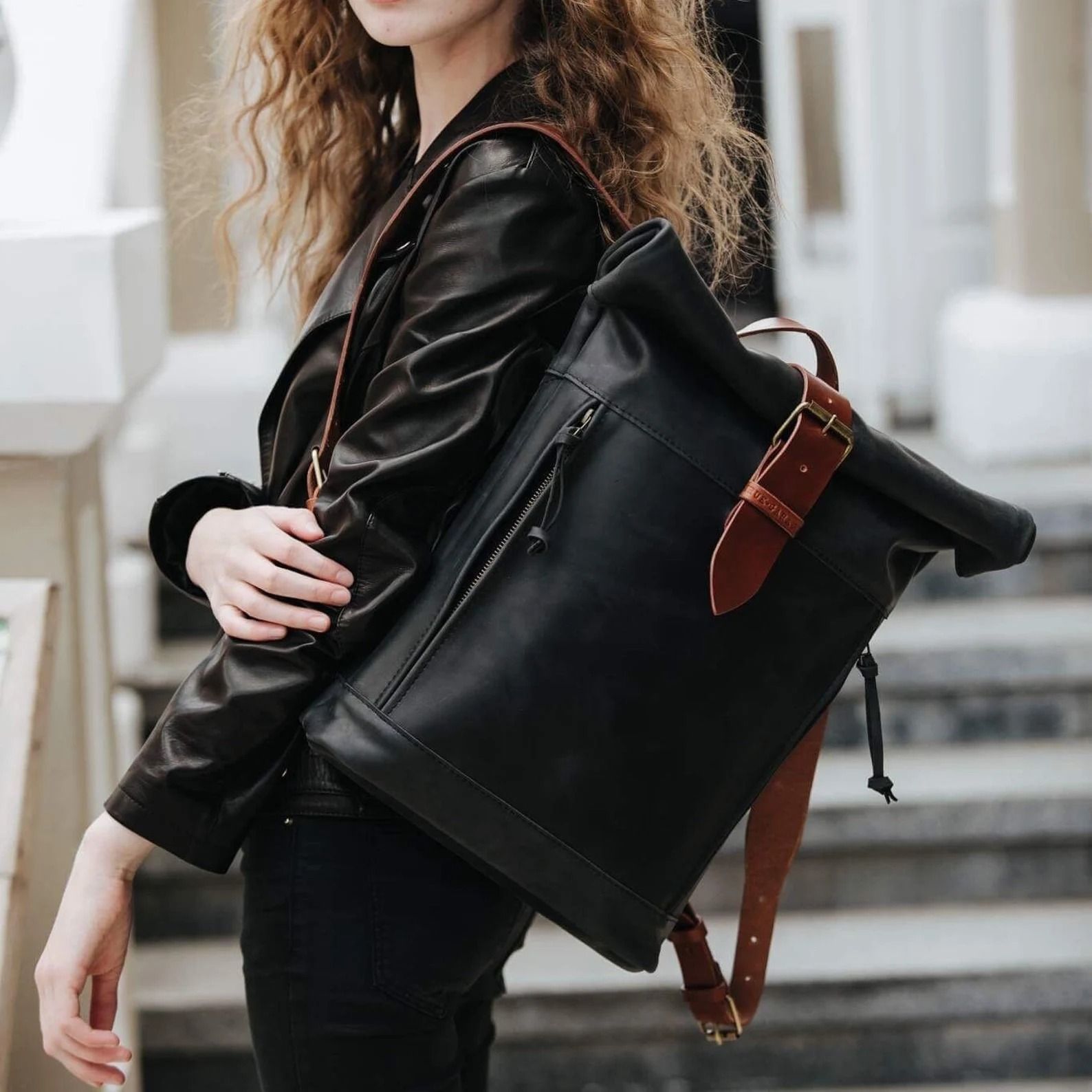 Bud Full Grain Leather Travel Backpack – Compact & Everyday Carry - Image 4