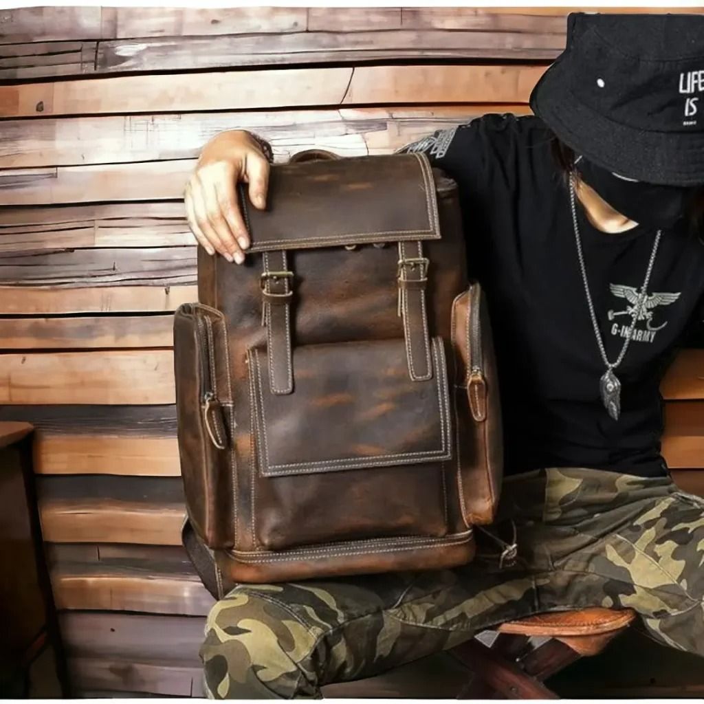 Jungle Travel Backpack – Full Grain Buffalo Leather Laptop Backpack - Image 5