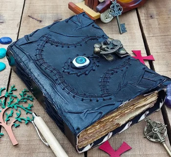 Mystic Evil Eye Hand-Stitched Leather Diary with Antique Lock